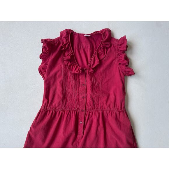 Vtg 70's Red ruffle Button Up Romper Size M Shorts Made in India Boho Retro - Picture 5 of 10